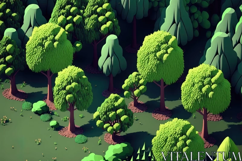 Low Poly Forest - A Mesmerizing Play of Organic Shapes and Colors AI Image