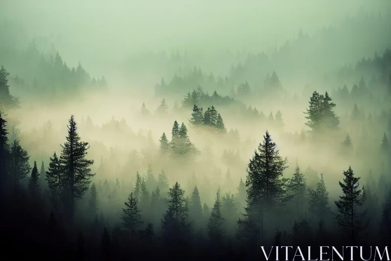 Misty Forest: An Atmospheric Blend of Metropolis and Nature AI Image