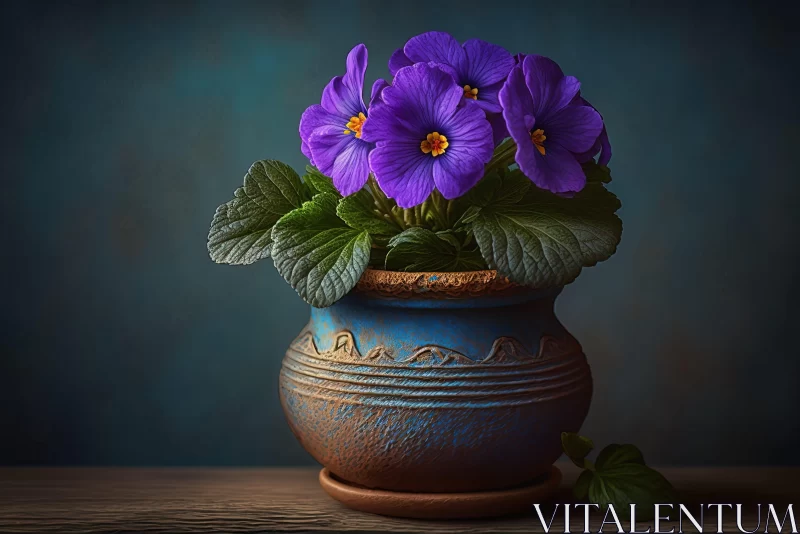 Purple Flowers Still Life - An Orient-Inspired Photorealistic Artwork AI Image