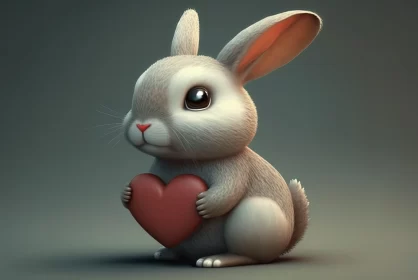 Charming Rabbit with Heart - Playful Character Design AI Image