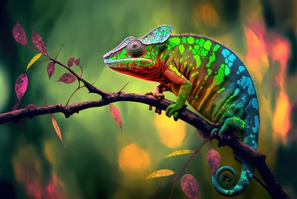 Colorful Chameleon Fantasy Artwork - Nature-Inspired Patterns and Lifelike Details