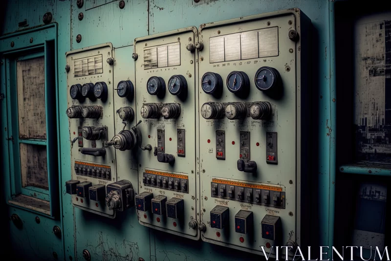 AI ART Industrial Style Room with Old Switchboard