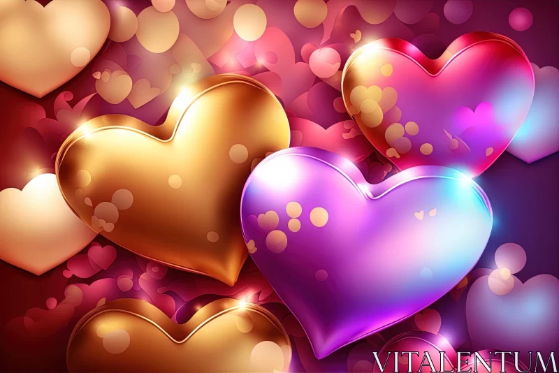 Radiant Collection of Colorful Hearts for Valentine's Day AI Image