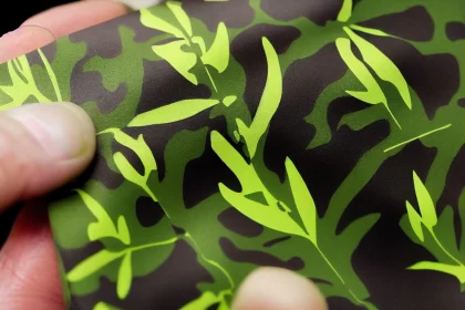 Green Camouflage Cloth with Leaf Patterns - Nature-Inspired Design
