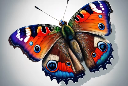 Intricate Butterfly Illustration in Vivid Realism AI Image