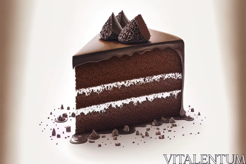 Minimalist Monochrome 3D Chocolate Cake Illustration AI Image