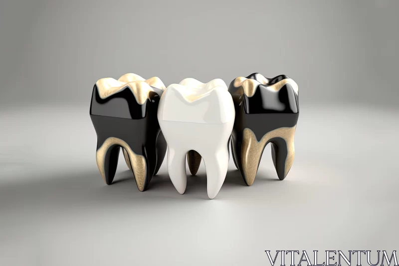 AI ART Monochromatic Gold and Black Teeth Models