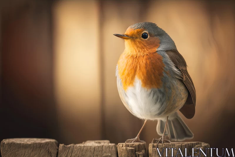 Realistic Bird on Wooden Post - Detailed Wildlife Portrait AI Image