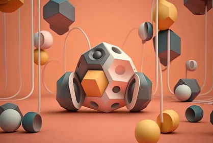 Abstract 3D Geometric Shapes in Playful Fusion