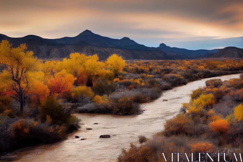 Captivating Canyon River Landscape in Rural America AI Image