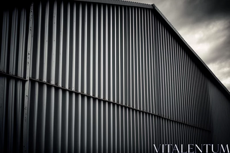 Industrial Silver Toned Building with Crisp Lines AI Image