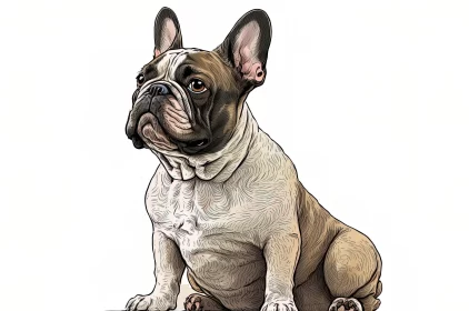 Captivating French Bulldog Illustration in Colorful Caricature Style