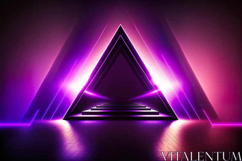 Neon Pink Glowing Pyramid - Retro Futuristic Elegance AI Image