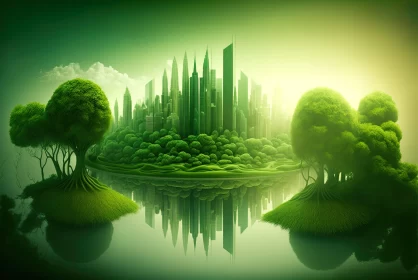 Green City Island: A Forestpunk Fantasy Illustration