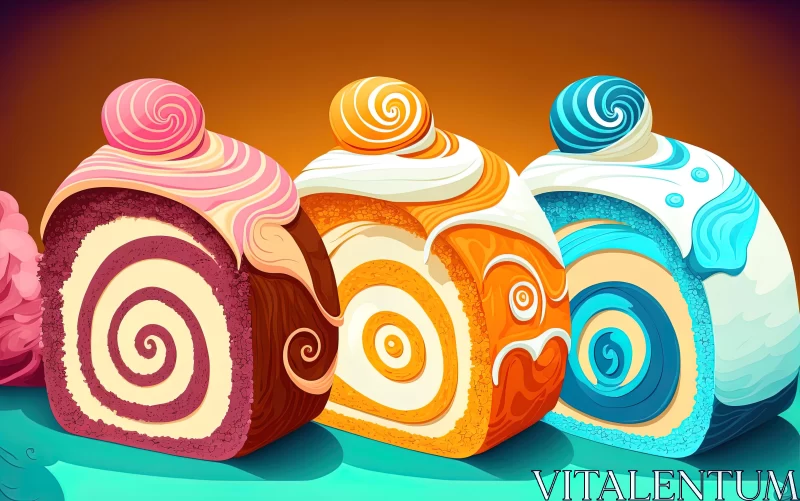 Surrealistic Cartoon-inspired Colorful Desserts AI Image