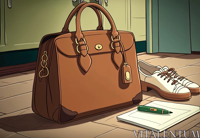 Charming Illustration of Purse and Shoes in Warm Tones AI Image
