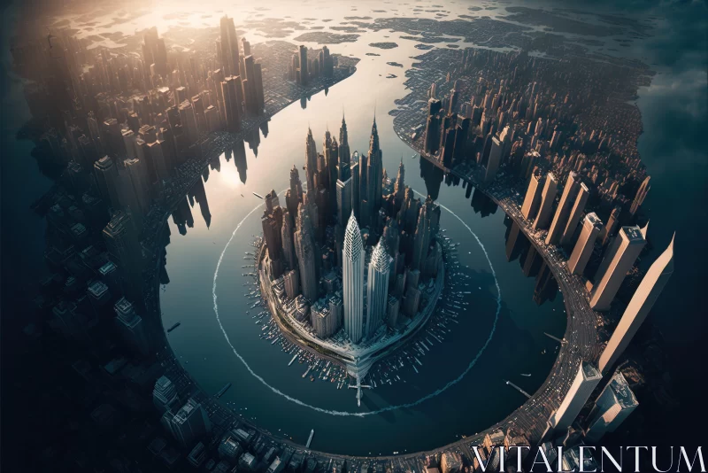 Futuristic City Aerial View - Cinematic and Realistic AI Image