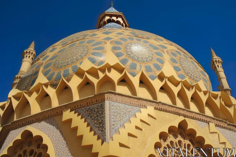 Intricately Decorated Dome against Blue Sky AI Image