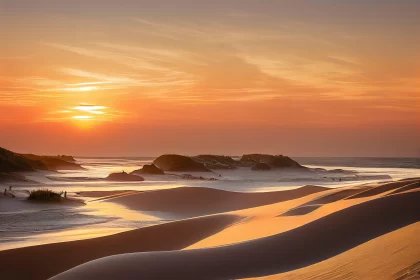 Sunset Over Beach and Dunes - A Serene Landscape