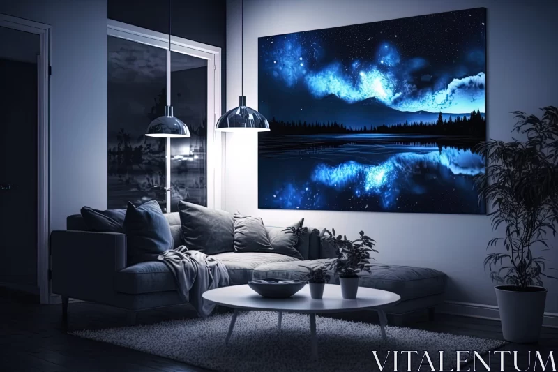 AI ART Aurora Borealis-inspired Room: Romantic and Serene Canvas Art
