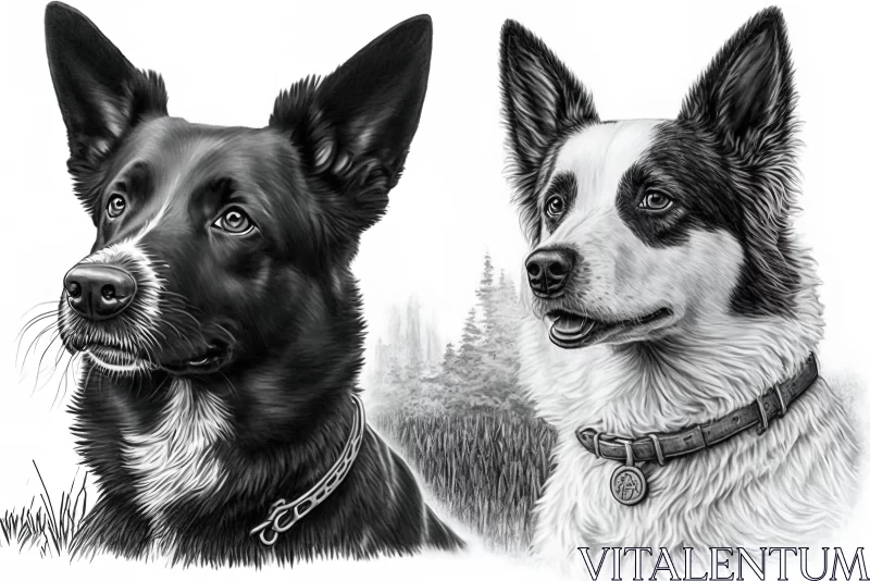 AI ART Monochrome Dog Portraits in a Western Style