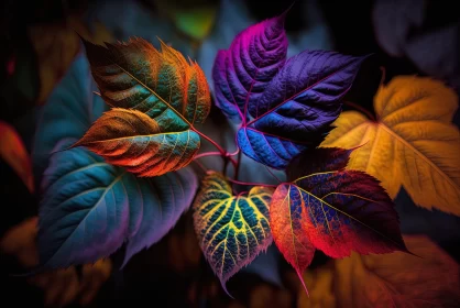 Mesmerizing Colorscape of Multicolored Leaves on a Dark Background