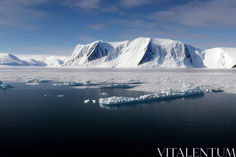 Arctic Ocean Icebergs and Mountains AI Image