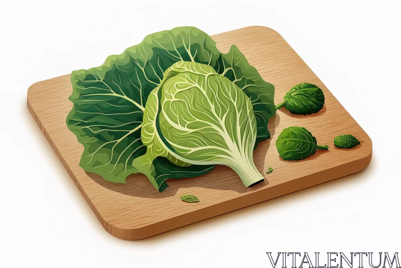 Cabbage Icon on Board: An Illustrative Verdadism Art Piece AI Image