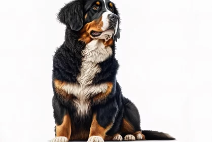 Detailed Artistic Rendering of Bernese Mountain Dog