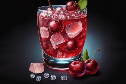 Fantasy Realism in Cherry Cocktail Artwork