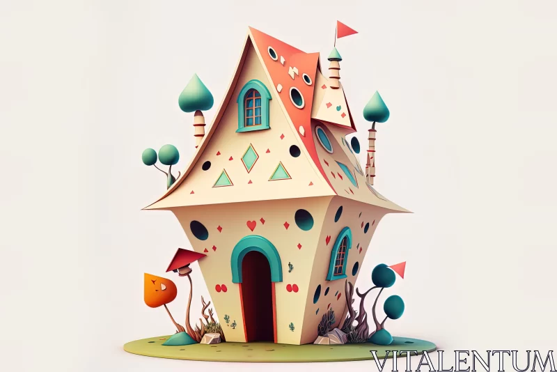 Whimsical Paper House Concept in Pop-Surrealism Style AI Image