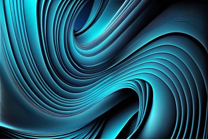 Abstract Blue Wave Art in Precisionist Style