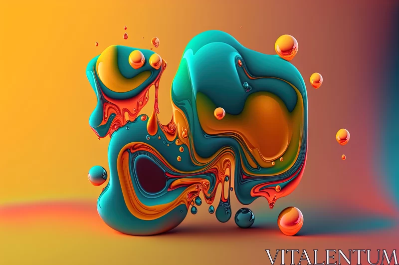 Colorful Anamorphic Art with Biomorphic Forms AI Image