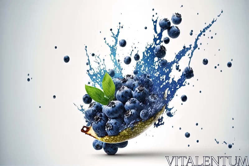 Blueberry Splash: A Surrealistic Realism Wallpaper AI Image