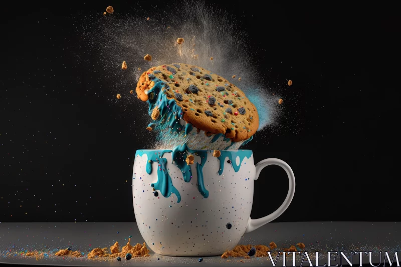 Abstract Art - Blue Powder Explosion from Cookie Cup AI Image