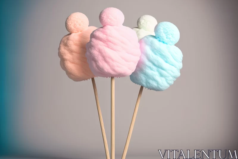 Soft Toned 3D Render of Cotton Candy Art AI Image