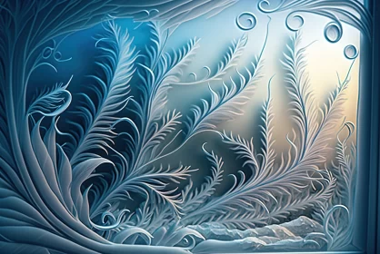 Abstract Ice Design on Window - A Journey in Feather Rendering