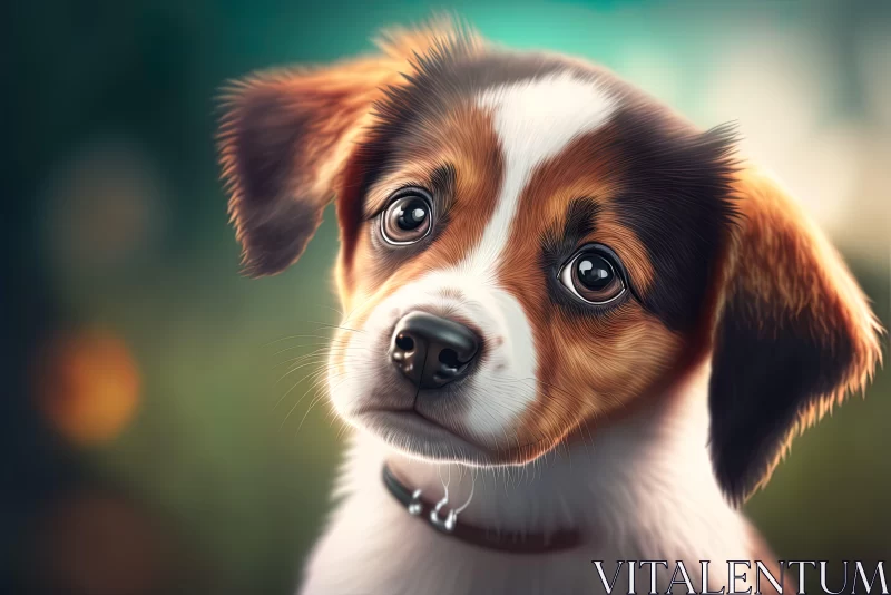 Digital Painted Portrait of a Charming Dog AI Image
