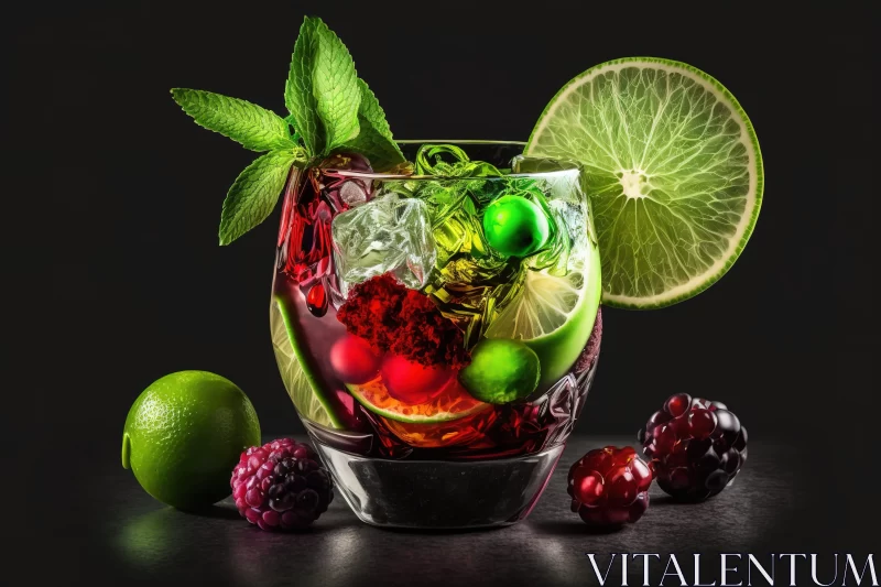 Fruitful Martini Cocktail - A Luminescent Blend of Elegance and Precision AI Image