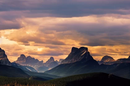 Golden Hued Mountain Range - A Captivating Landscape