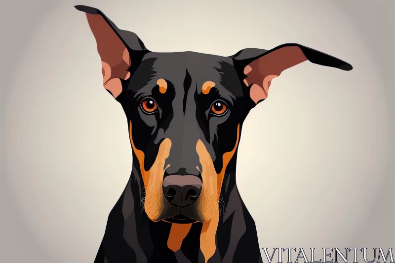 Minimalistic Doberman Dog Portrait - Graphic Illustration AI Image
