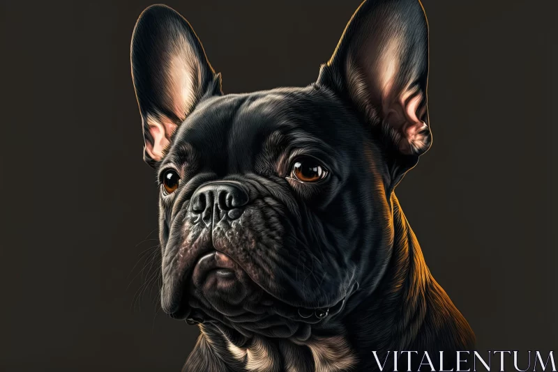 Detailed French Bulldog Illustration on Dark Background AI Image