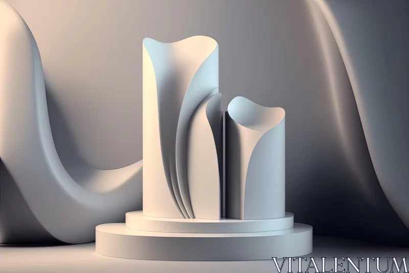 Abstract White Sculpture - Modern Monumental Design AI Image