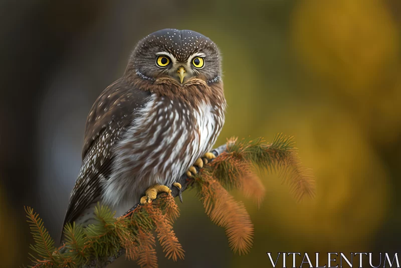 Delightful Nature Portraiture of a Small Brown Owl AI Image