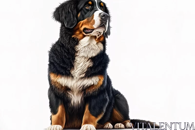 Detailed Artistic Rendering of Bernese Mountain Dog AI Image