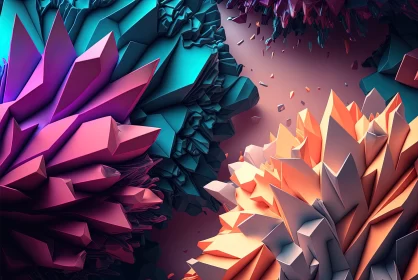 3D Art with Jagged Edges and Lush Colors