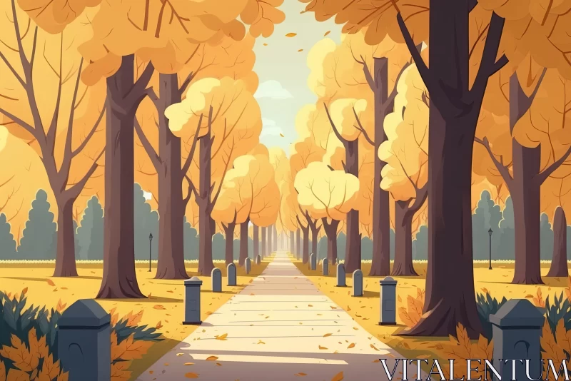 Autumn Park Illustration in Cartoonish Style AI Image