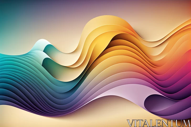 Colorful Abstract Wave Background - Minimalist Art AI Image