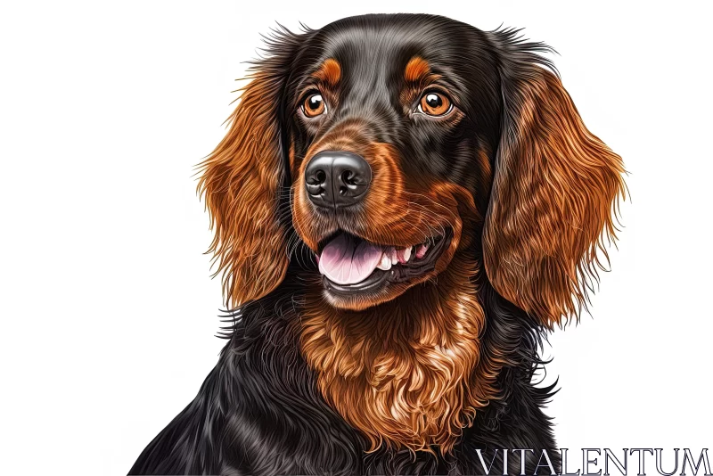 Detailed Dog Portrait Illustration in Black and Amber AI Image