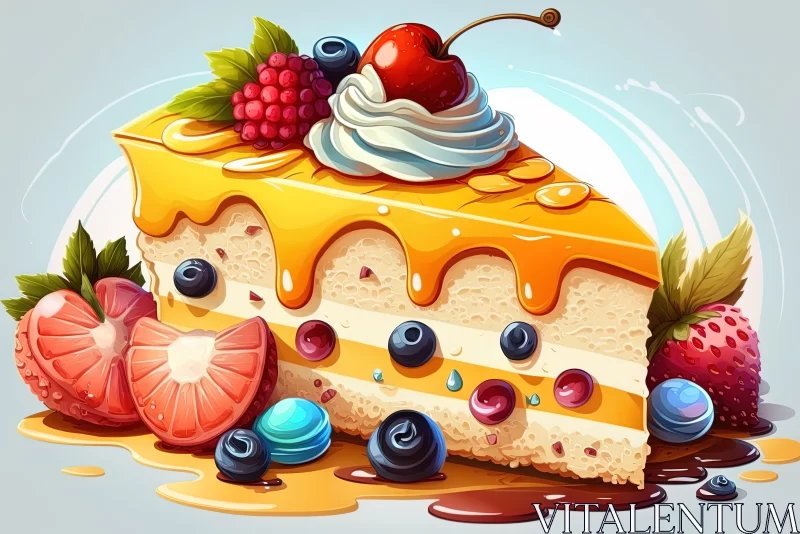 2D Game Art Style Fruit Cake Illustration AI Image